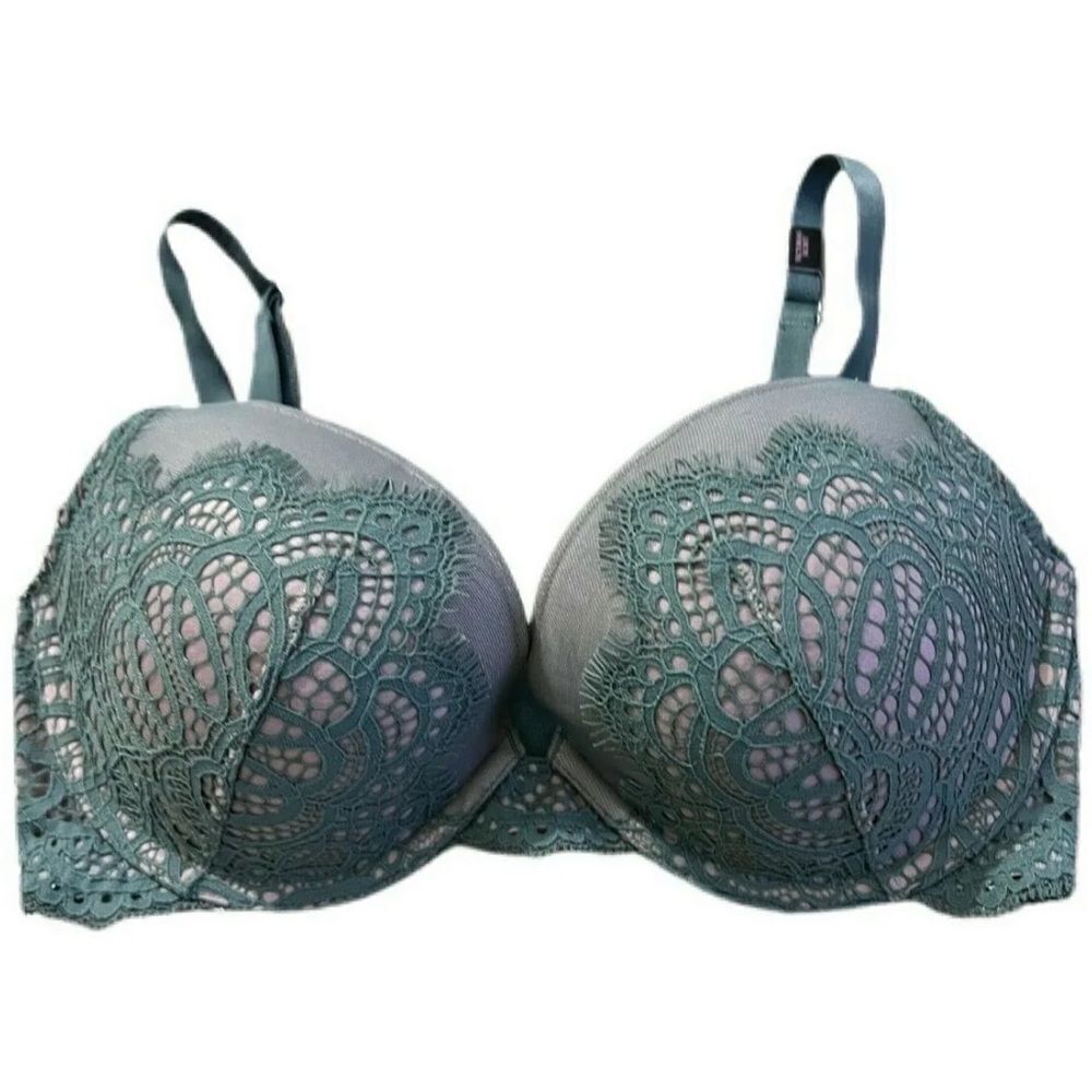 Victoria’s Secret Dream Angels Push Up Padded Lace Bra Olive Green 32DD